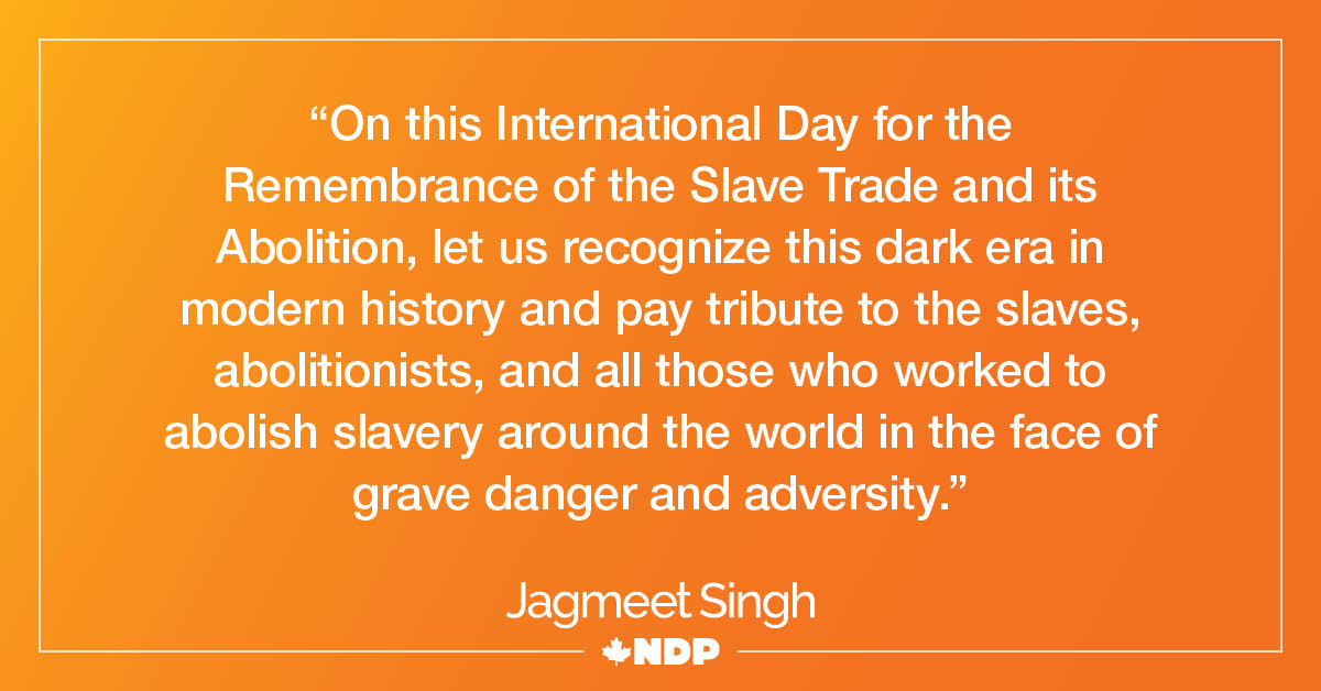 NDP Statement on the International Day for the Remembrance of the Slave